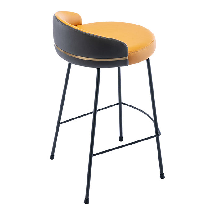 Contemporary Bar and Counter Stool Low Back Stool with 4 Legs in Black