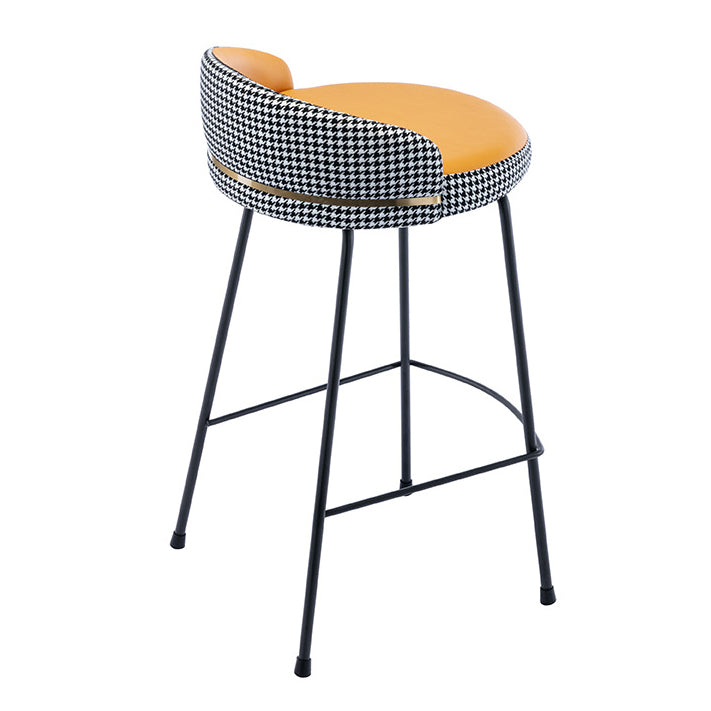 Contemporary Bar and Counter Stool Low Back Stool with 4 Legs in Black