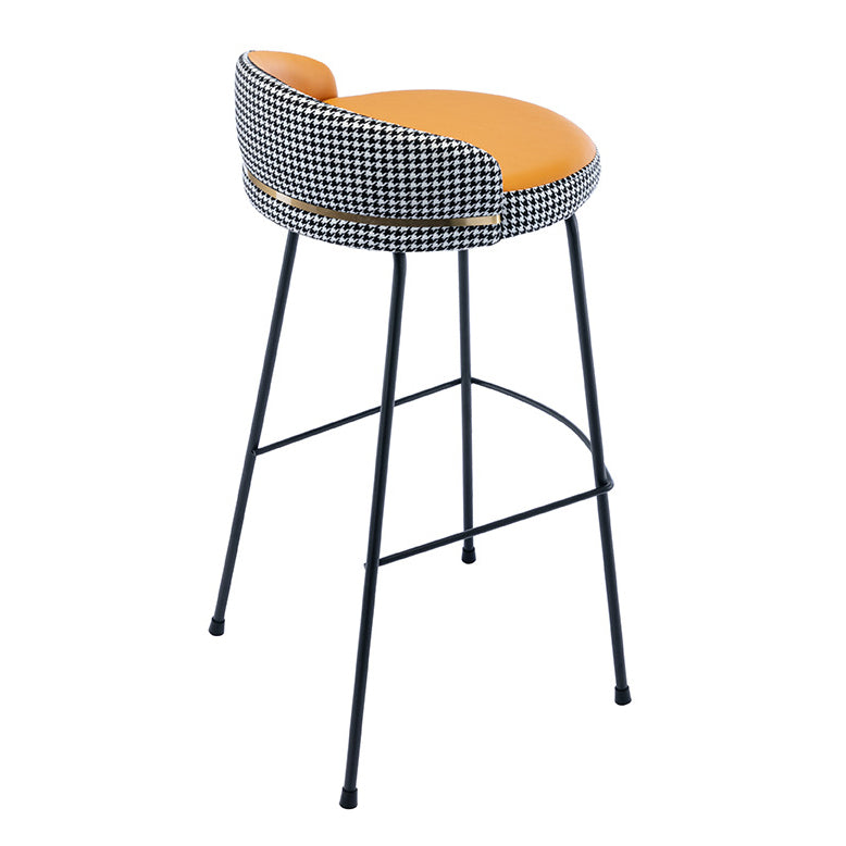 Contemporary Bar and Counter Stool Low Back Stool with 4 Legs in Black