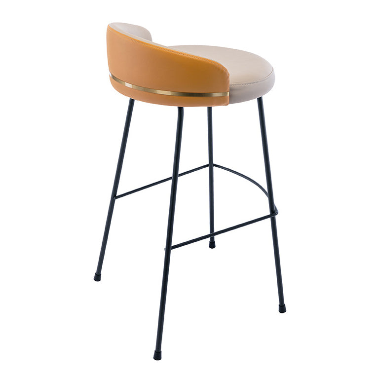 Contemporary Bar and Counter Stool Low Back Stool with 4 Legs in Black
