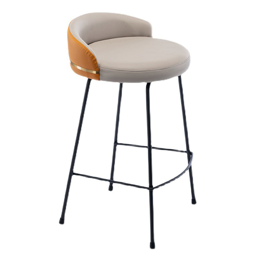 Contemporary Bar and Counter Stool Low Back Stool with 4 Legs in Black