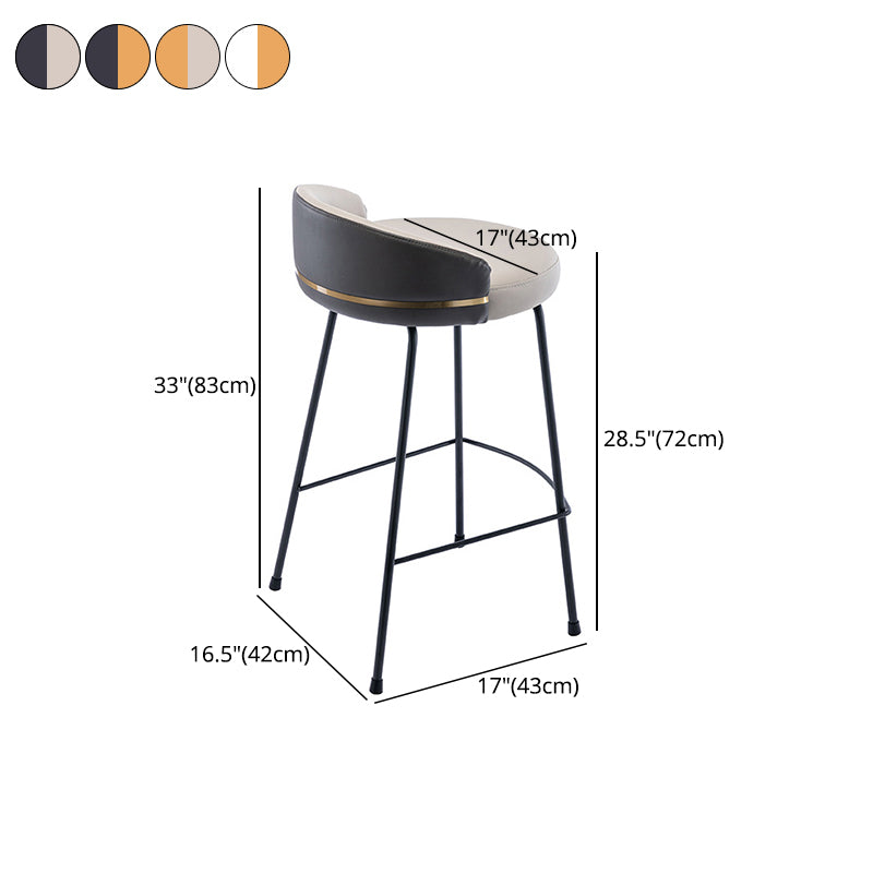 Contemporary Bar and Counter Stool Low Back Stool with 4 Legs in Black