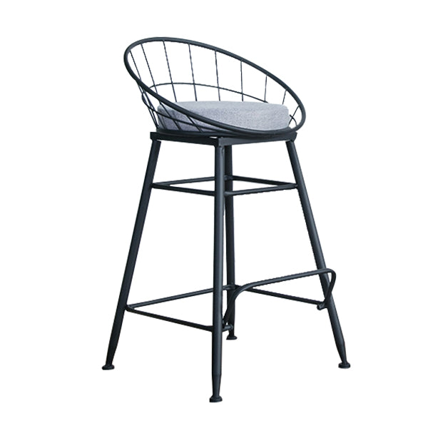 Glam Metal Bar and Counter Stool Round Low Back Stool with 4 Legs