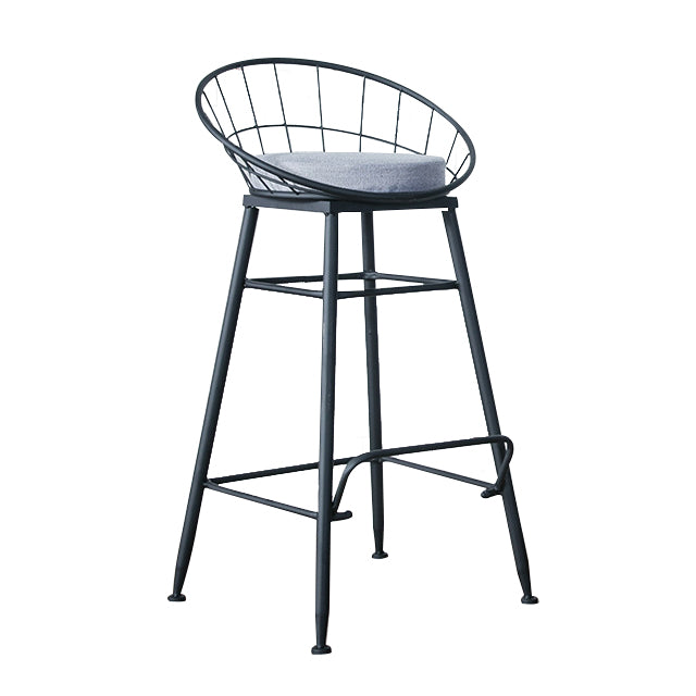 Glam Metal Bar and Counter Stool Round Low Back Stool with 4 Legs