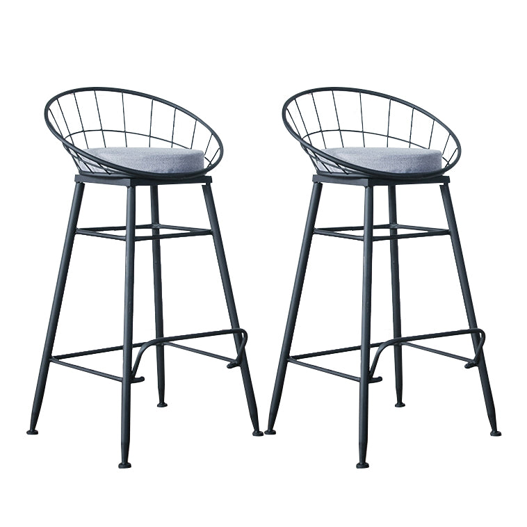 Glam Metal Bar and Counter Stool Round Low Back Stool with 4 Legs