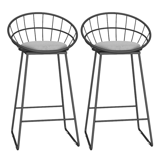 Glam Metal Bar and Counter Stool Low Back Stool with Sled Base