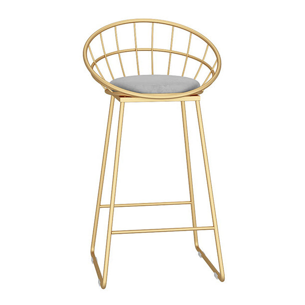 Glam Metal Bar and Counter Stool Low Back Stool with Sled Base