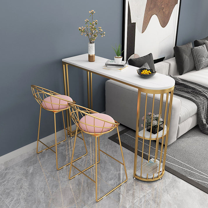 Glam Metal Bar and Counter Stool Low Back Stool with Sled Base