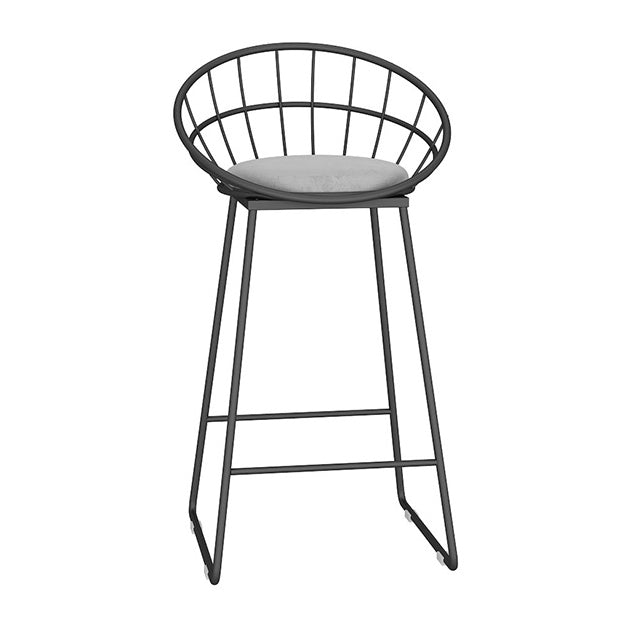 Glam Metal Bar and Counter Stool Low Back Stool with Sled Base