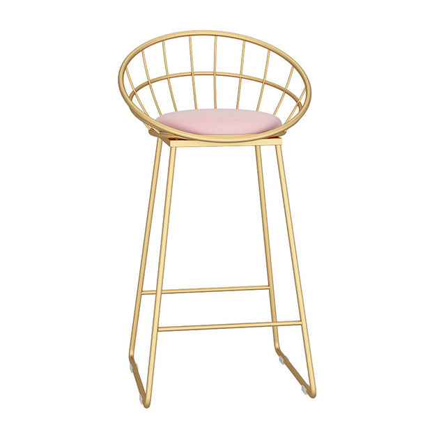 Glam Metal Bar and Counter Stool Low Back Stool with Sled Base