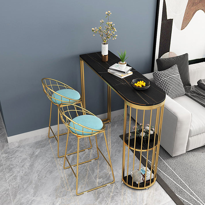 Glam Metal Bar and Counter Stool Low Back Stool with Sled Base