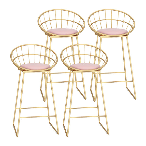 Glam Metal Bar and Counter Stool Low Back Stool with Sled Base