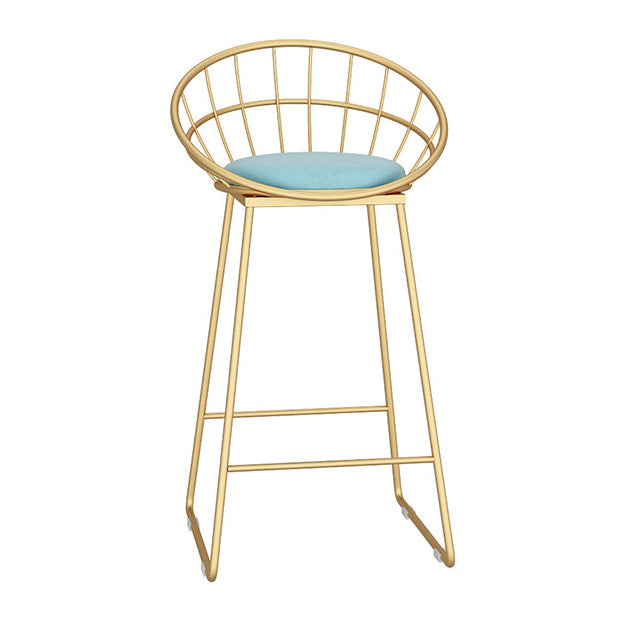 Glam Metal Bar and Counter Stool Low Back Stool with Sled Base