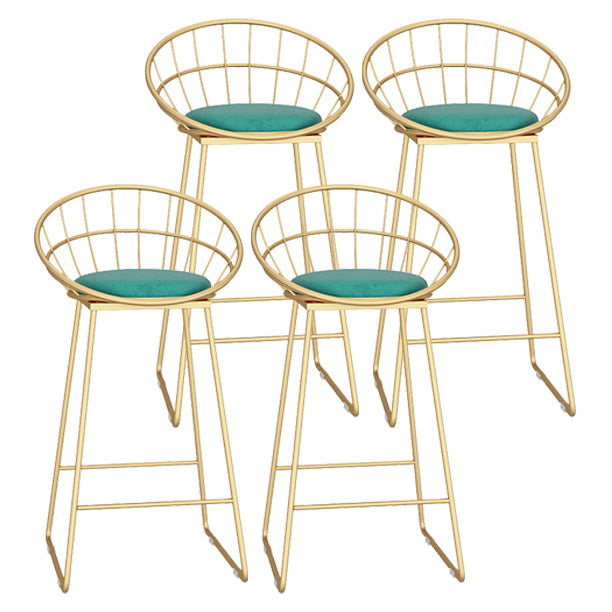 Glam Metal Bar and Counter Stool Low Back Stool with Sled Base