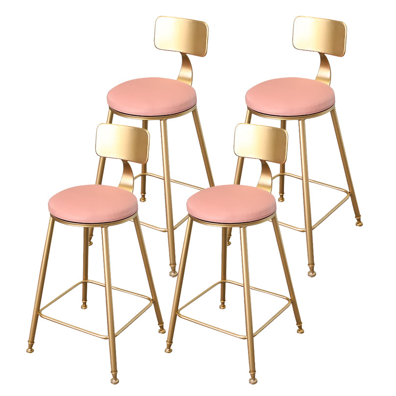 Glam Metal Bar and Counter Stool Low Back Stool with 4 Gold Legs