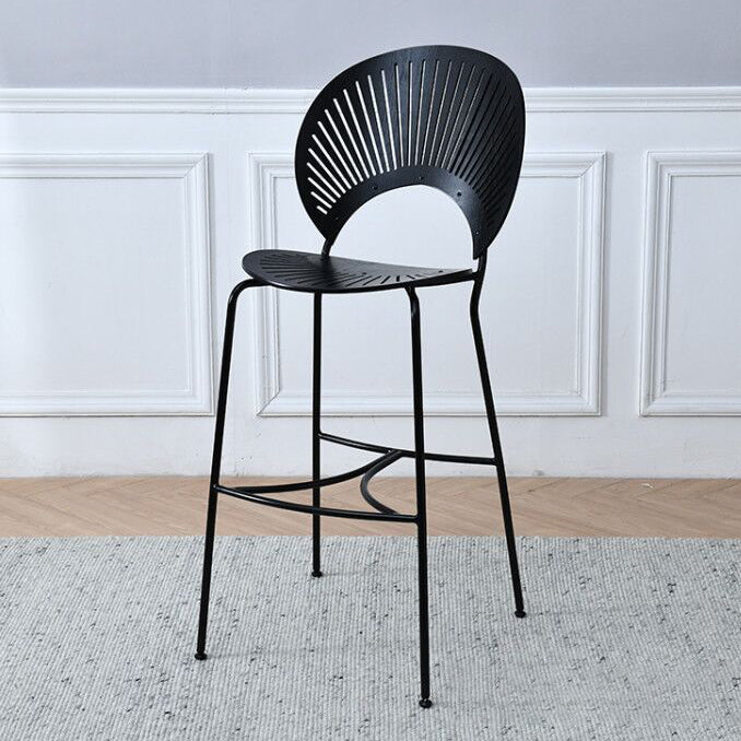 Contemporary Wood Bar and Counter Stool Low Back Stool with 4 Legs