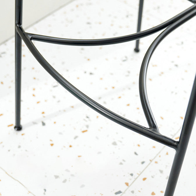 Contemporary Wood Bar and Counter Stool Low Back Stool with 4 Legs