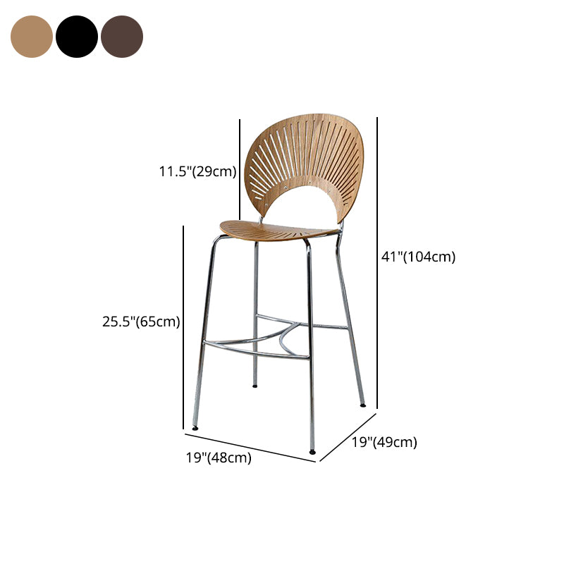 Contemporary Wood Bar and Counter Stool Low Back Stool with 4 Legs