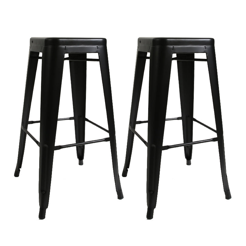 Industrial Bar and Counter Stool Metal Square Stool with 4 Legs