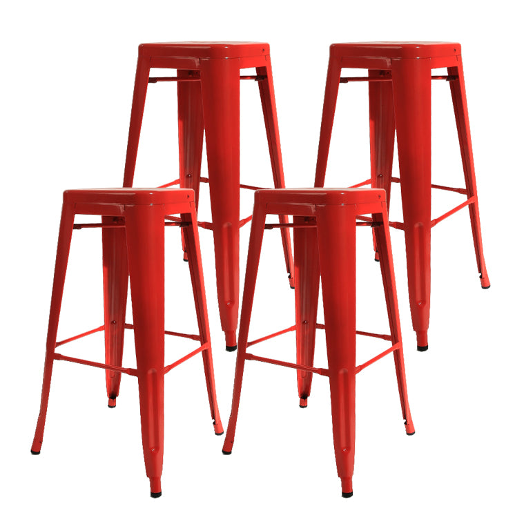 Industrial Bar and Counter Stool Metal Square Stool with 4 Legs