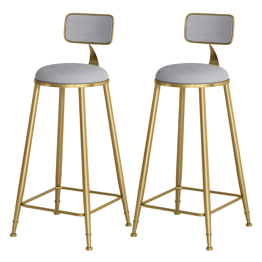 Glam Round Bar and Counter Stool Low Back Stool with 4 Gold Legs