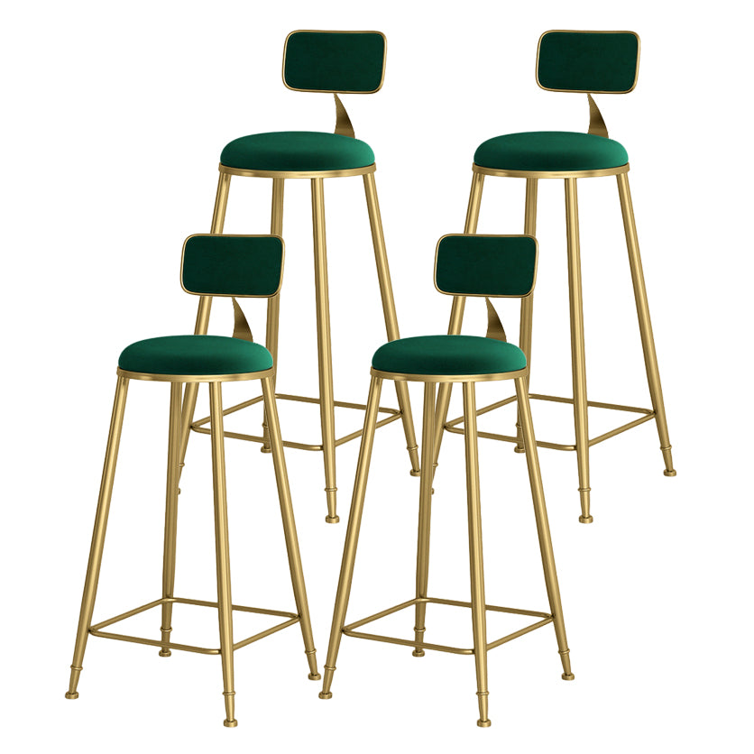 Glam Round Bar and Counter Stool Low Back Stool with 4 Gold Legs