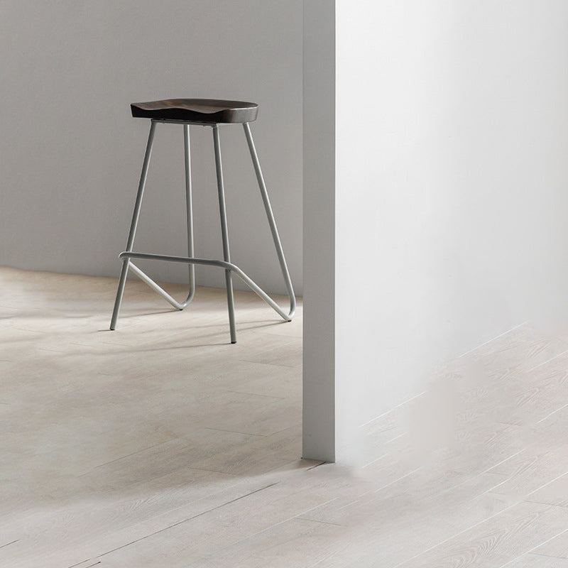 Industrial Bar and Counter Stool Solid Wood Stool with White Base