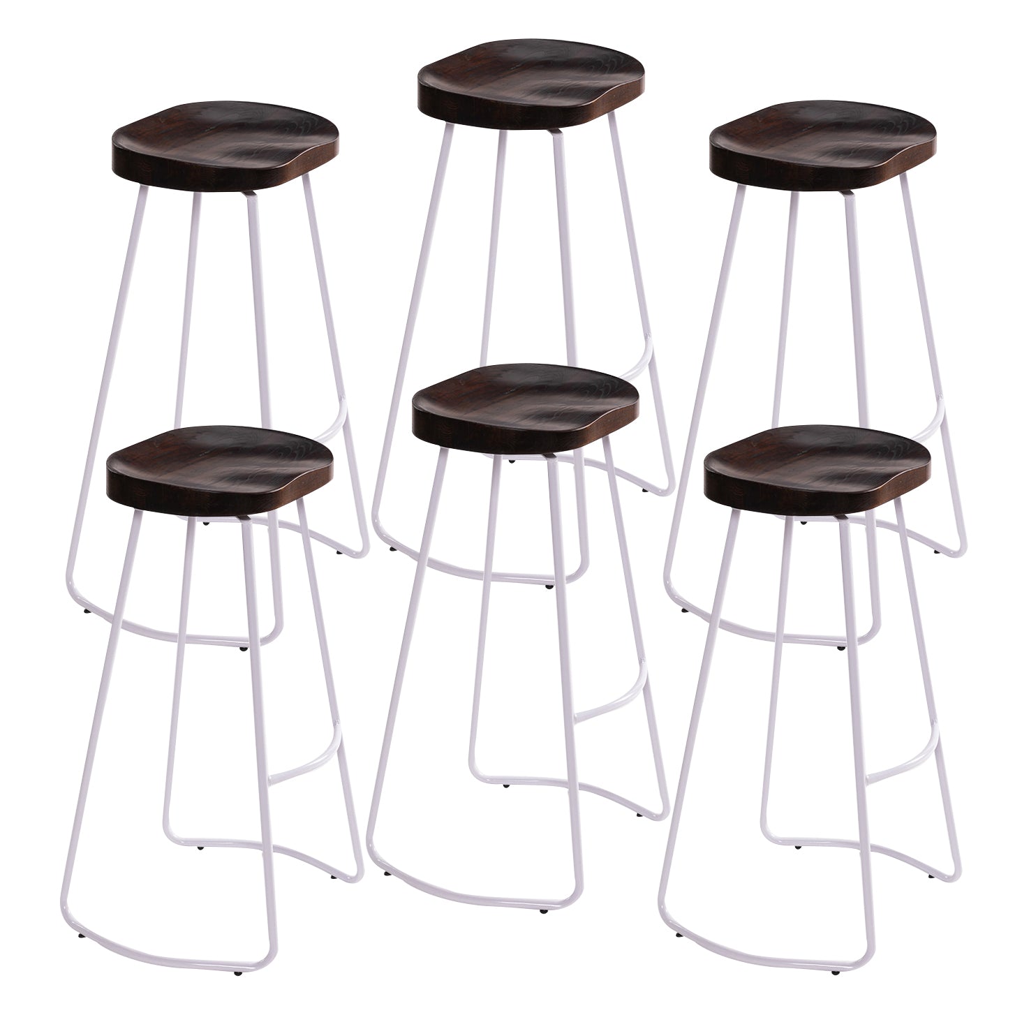 Industrial Bar and Counter Stool Solid Wood Stool with White Base