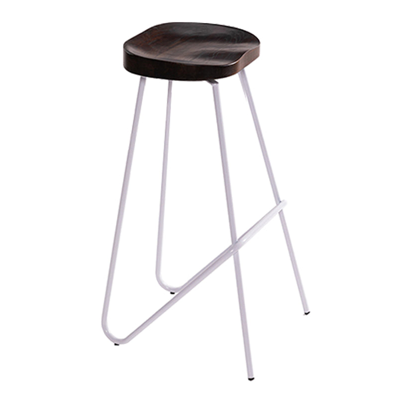 Industrial Bar and Counter Stool Solid Wood Stool with White Base