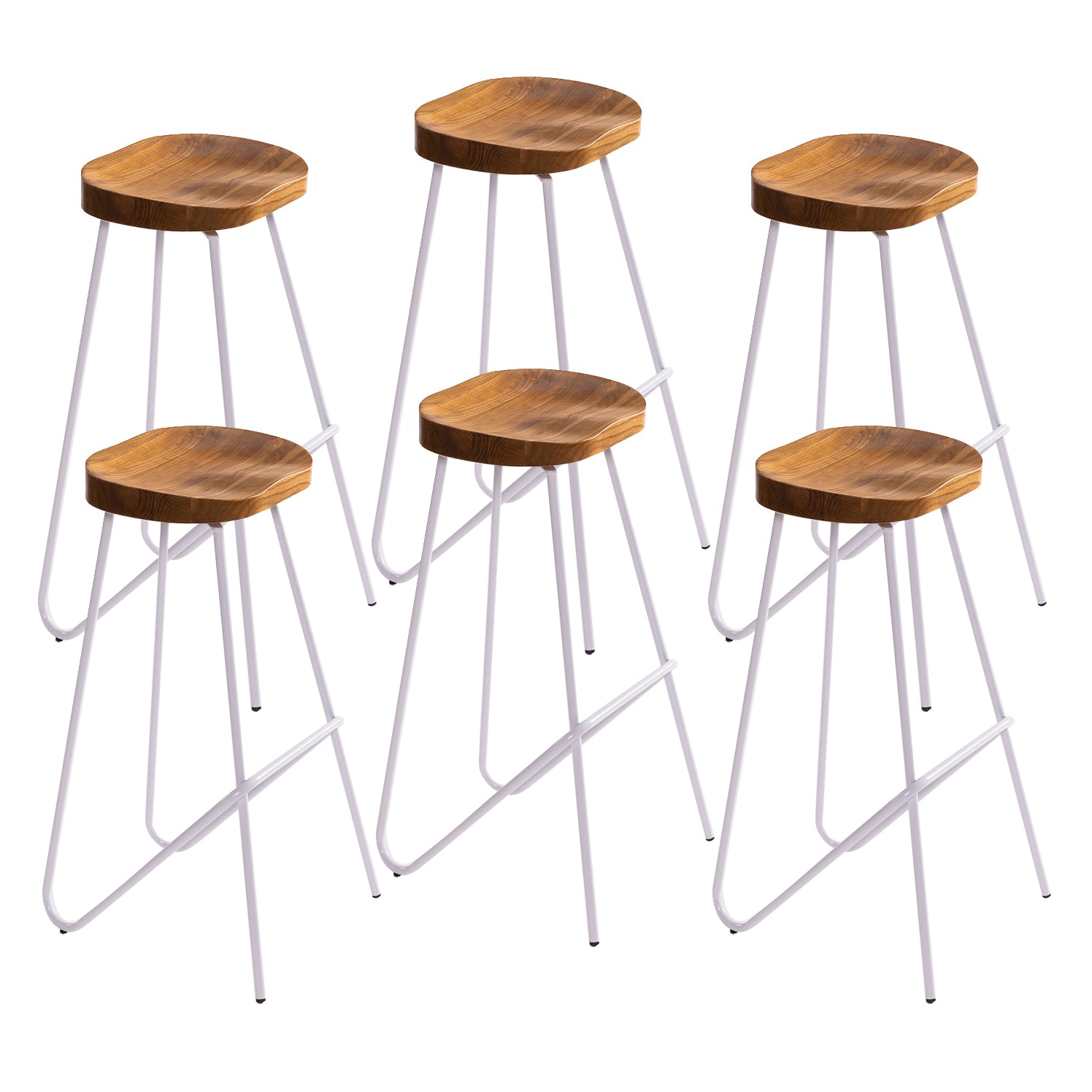 Industrial Bar and Counter Stool Solid Wood Stool with White Base