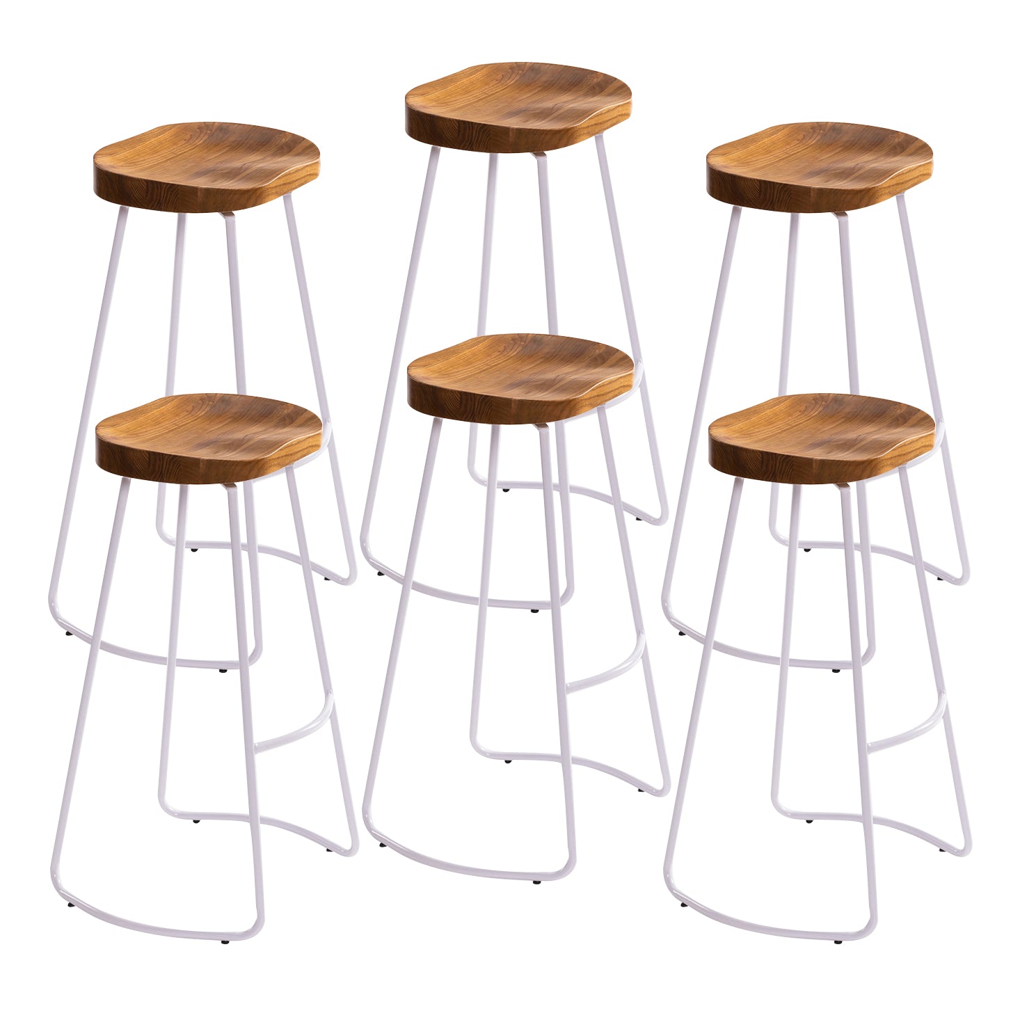 Industrial Bar and Counter Stool Solid Wood Stool with White Base