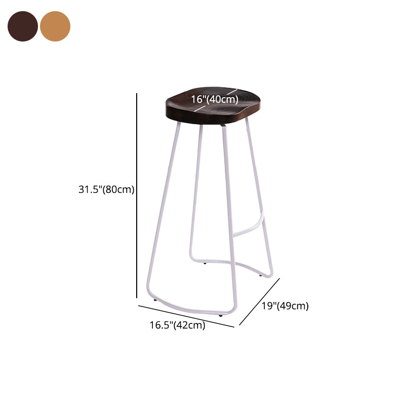 Industrial Bar and Counter Stool Solid Wood Stool with White Base