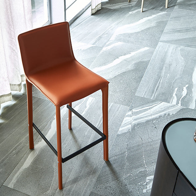 Contemporary Bar and Counter Stool Low Back Stool with 4 Legs