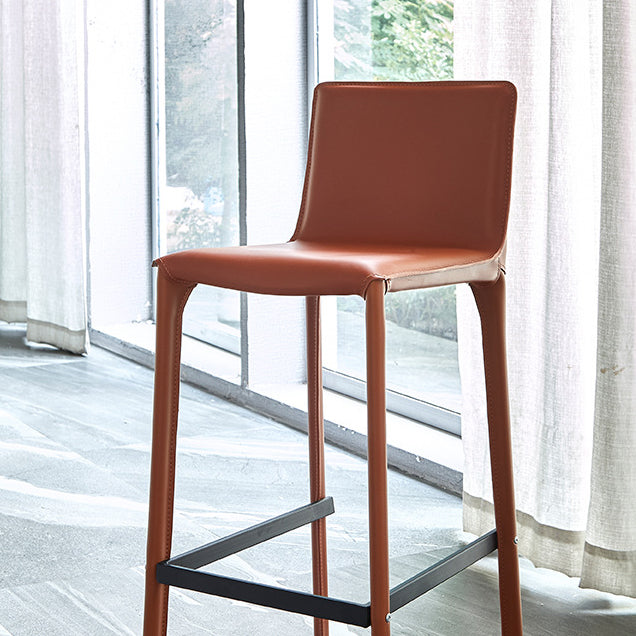 Contemporary Bar and Counter Stool Low Back Stool with 4 Legs