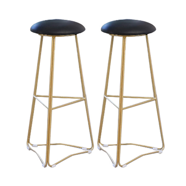 Contemporary Bar and Counter Stool Backless Stool with Metal Base