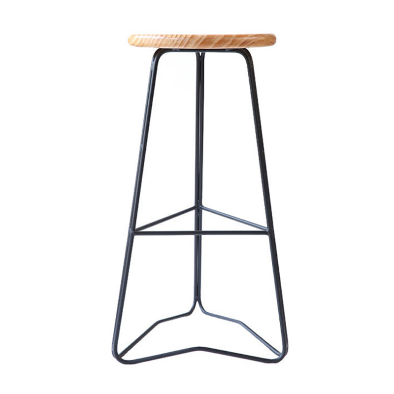 Contemporary Bar and Counter Stool Backless Stool with Metal Base