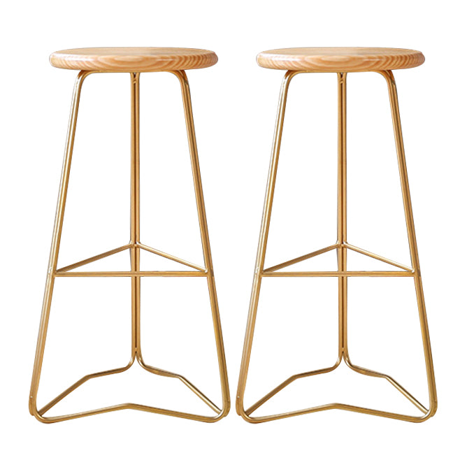 Contemporary Bar and Counter Stool Backless Stool with Metal Base