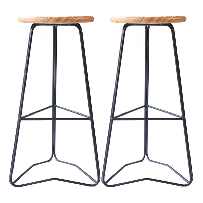 Contemporary Bar and Counter Stool Backless Stool with Metal Base