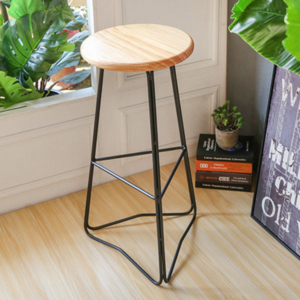 Contemporary Bar and Counter Stool Backless Stool with Metal Base
