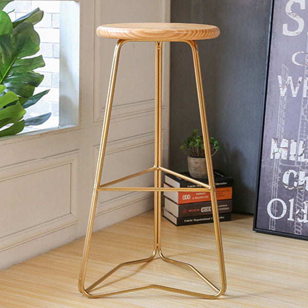 Contemporary Bar and Counter Stool Backless Stool with Metal Base