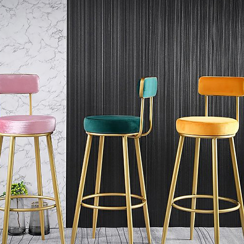 Scandinavian Upholstered Bar Stools Luxury Counter Stools with Metal Legs