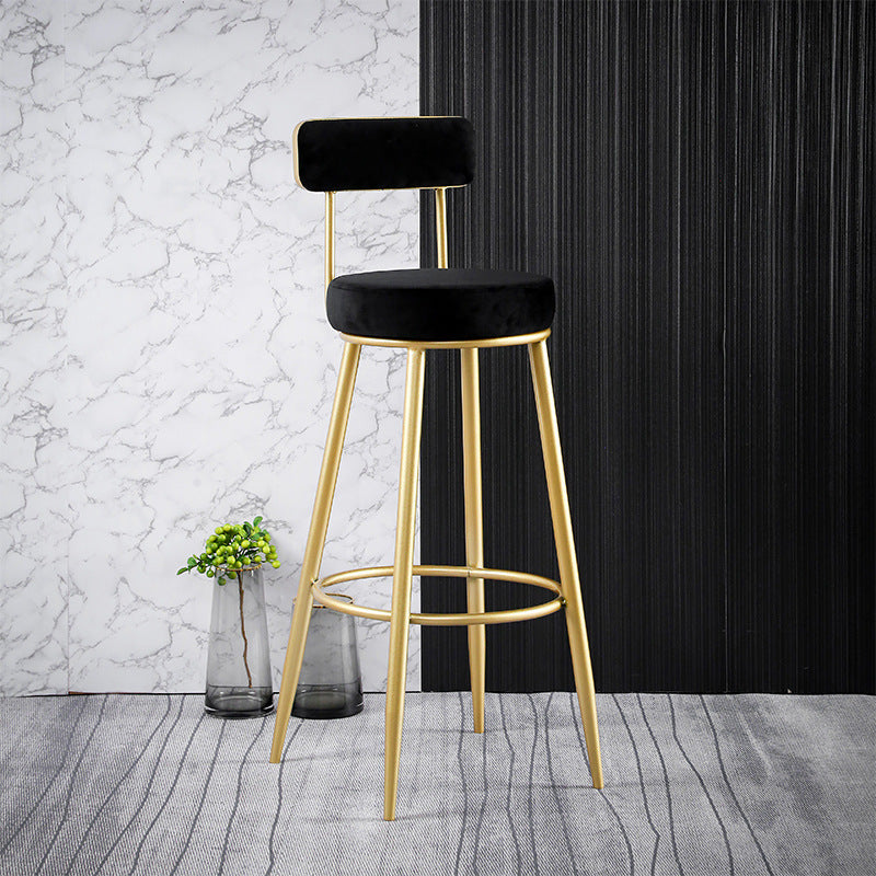 Scandinavian Upholstered Bar Stools Luxury Counter Stools with Metal Legs