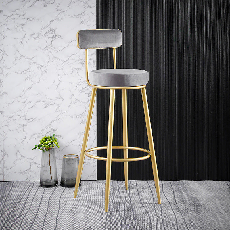 Scandinavian Upholstered Bar Stools Luxury Counter Stools with Metal Legs