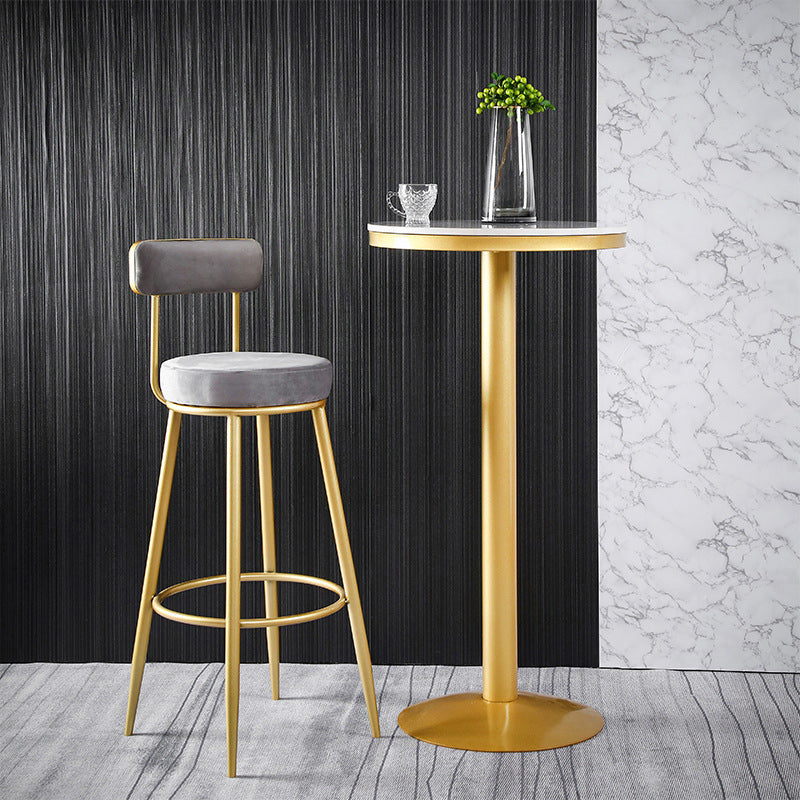 Scandinavian Upholstered Bar Stools Luxury Counter Stools with Metal Legs