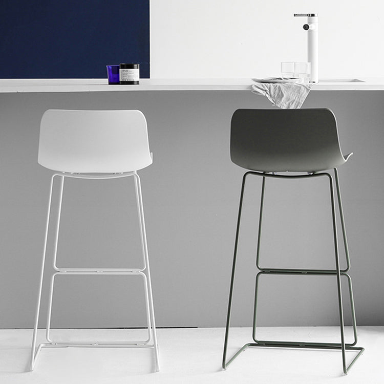 Modern Style Plastic Armless Stools Low Back Counter Stools with Metal Base