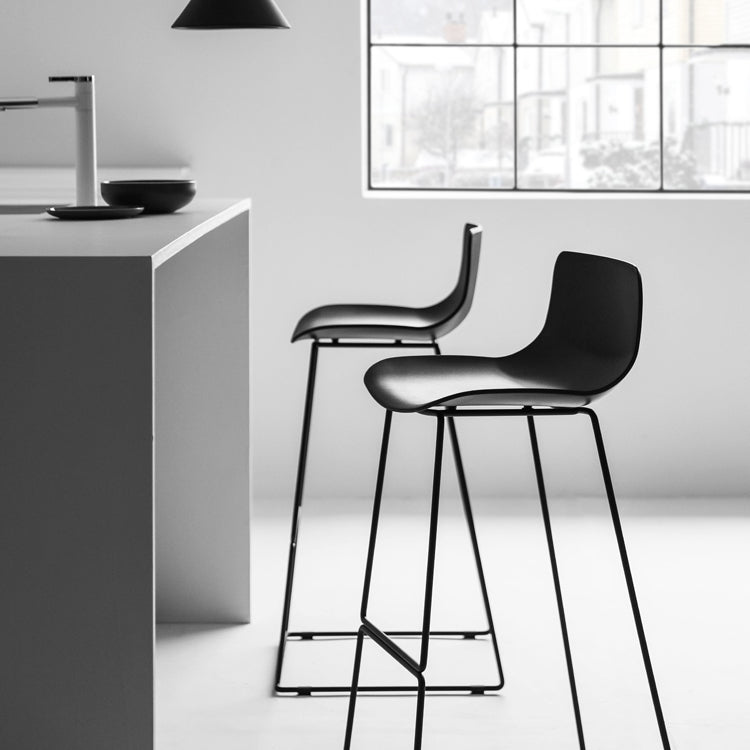 Modern Style Plastic Armless Stools Low Back Counter Stools with Metal Base