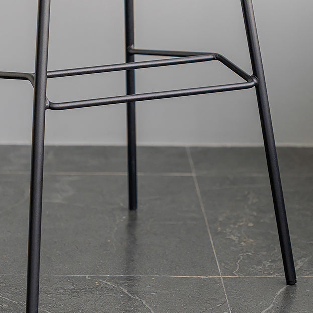 Minimalist Style Leather Counter Stool Low Back Stools with Metal Legs