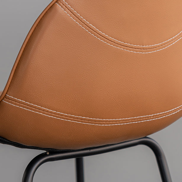 Minimalist Style Leather Counter Stool Low Back Stools with Metal Legs