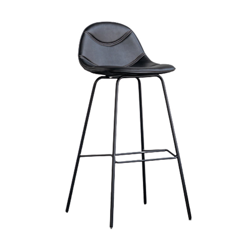 Minimalist Style Leather Counter Stool Low Back Stools with Metal Legs