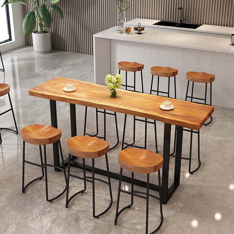 Contemporary Rectangle Bar and Counter Stool Wood Stool with Sled Base